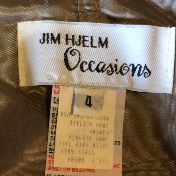 Jim Hjelm Occassions Gold satin 100% acetate Vintage USA/sz 4/ruched short train - Picture 9 of 15